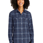 Ladies Long Sleeve Ombre Plaid Shirt